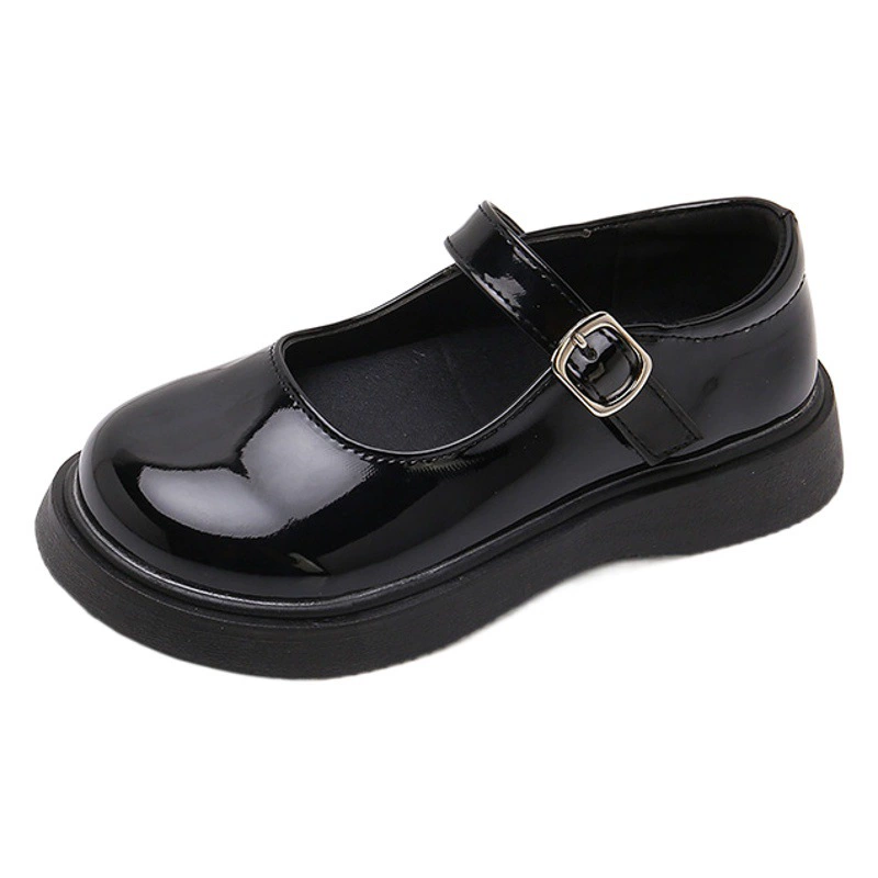 Черные кожаные туфли для девочек, весна-осень 2024, новые туфли на мягкой подошве, туфли принцессы Мэри Джейн для девочек, повседневная детская обувь