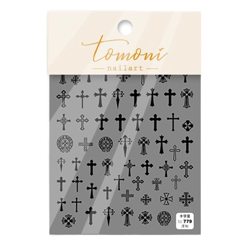 2022 nuevo tomoni en relieve pegatinas de uñas Cruz vintage CROX gótico estilo oscuro pegatinas personalizadas