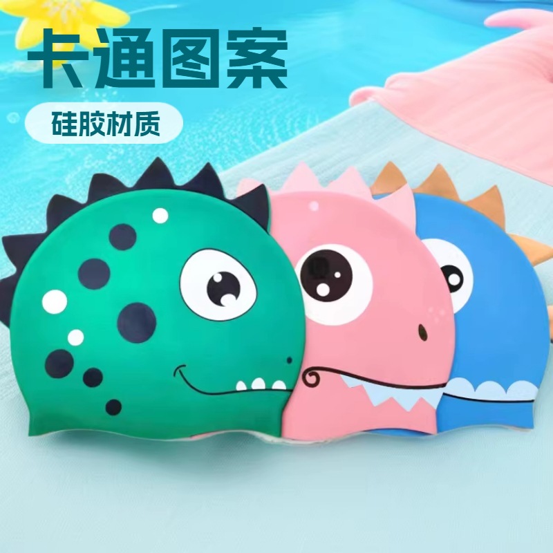 Gorro de Natación de Silicona Infantil Impermeable con Dibujos Animados