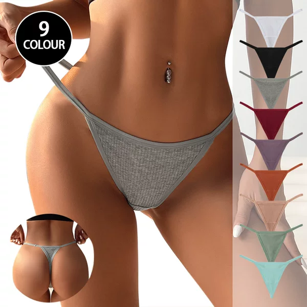 European and American Cross-Border Pure Cotton Women's Thong Thin Strap Seamless Breathable Butt Lift Sexy Temptation Low Waist Pure Desire Underwear for Women