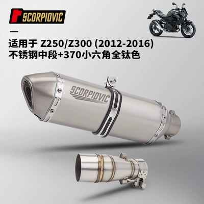 Z250 Stainless Steel Middle | Motorcycle exhaust pipe - z250z300-middle-section-370-small-hexagonal-full-titanium