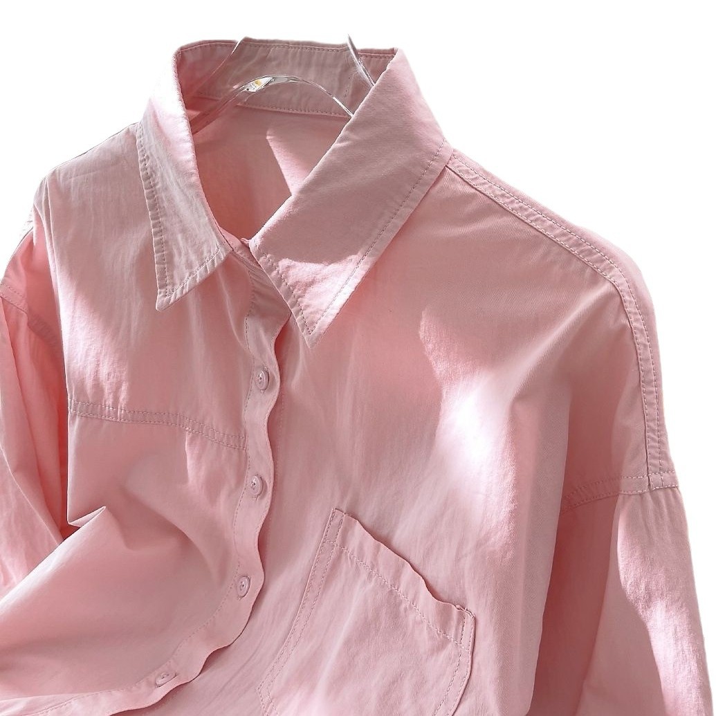 Japanese Style Gentle Style Loose Soft Milk Blue Stacked Chic Niche White Village Shirt Women's Spring Korean Style Cotton Casual Shirt