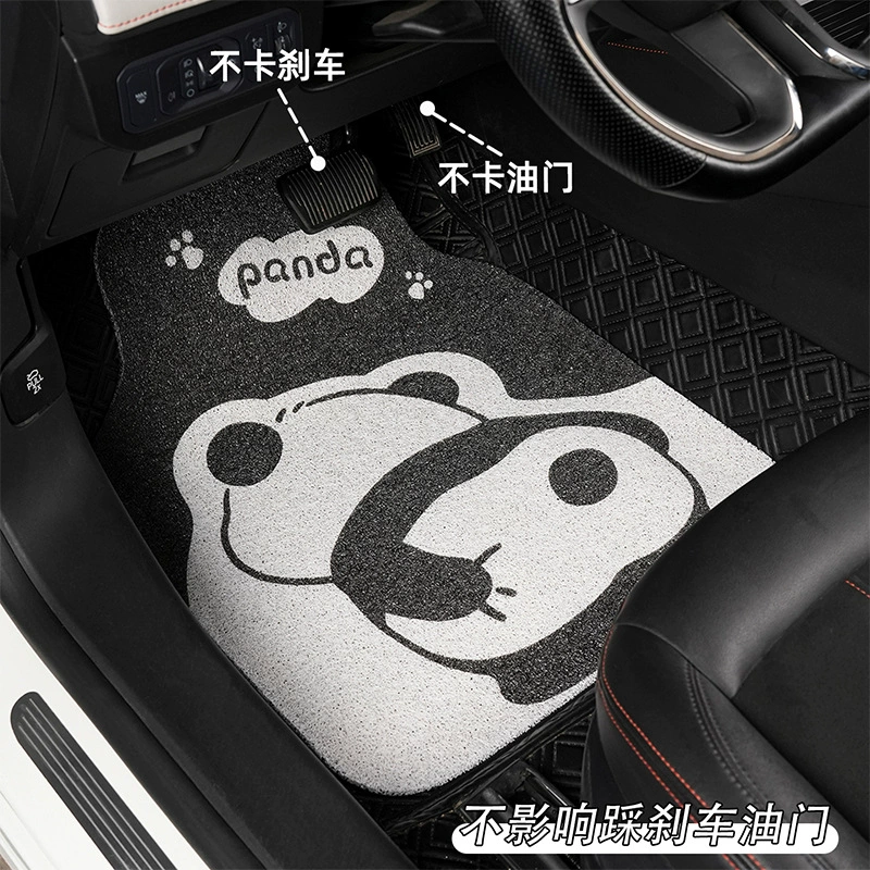 Милые автомобильные коврики с пандой, проволочные кольца, износостойкие и грязеотталкивающие автомобильные коврики, противоскользящие цельные автомобильные защитные коврики с героями мультфильмов