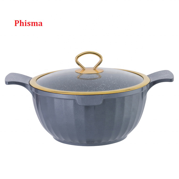 Juego de olla de fundición a presión de columna romana 24cm26cm28cm olla de sopa sartén utensilios de cocina Juego de 8 piezas de olla de aluminio antiadherente