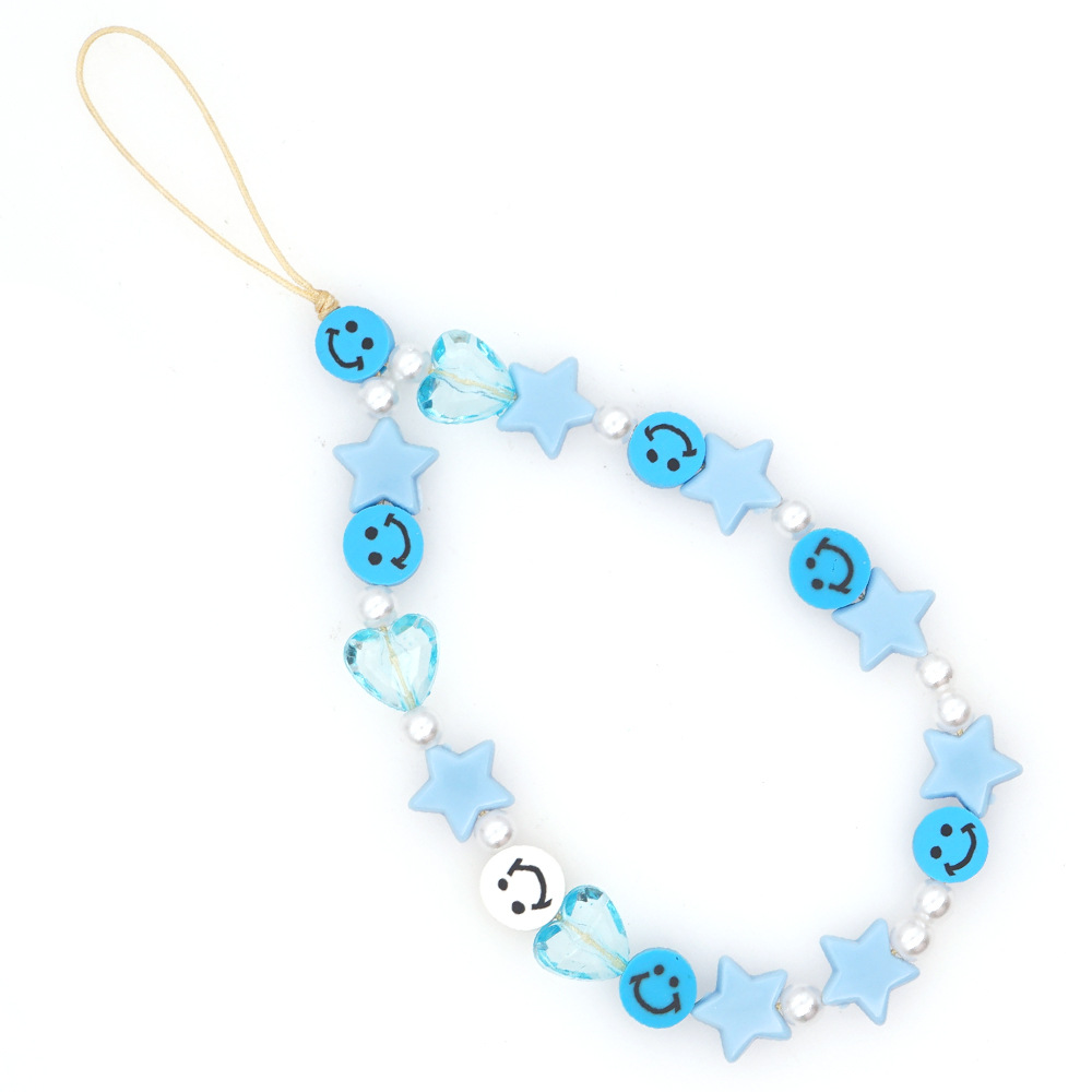 Ethnic Style Smiley Soft Ceramic Mobile Phone Chain Acrylic Five-pointed Star Pearl Beaded Mobile Phone Lanyard display picture 4