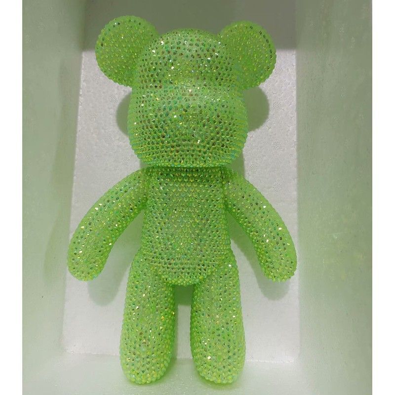Oso embrionario blanco + diamante verde claro de gelatina + pegamento + kit