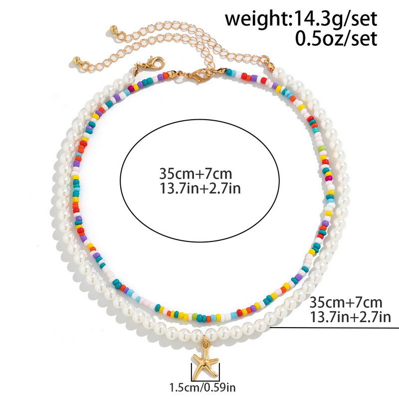 13g Weight Layered Necklaces Classification 1 Piece Quantity Holiday, Daily Occasion Shell Material Starfish Pattern Women's Gender Beaded Design Simple Style, Classic Style Style Simple Style Classic Style Starfish Shell Wholesale Layered Necklaces 5
