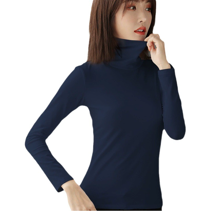 Водолазка из чистого хлопка с длинным рукавом, женская рубашка с длинным рукавом, осень и зима 2022, Новая высококачественная маленькая рубашка в западном стиле, красивый топ