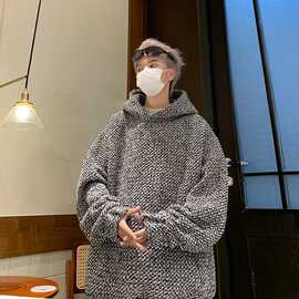 时尚潮牌男装圆领连帽卫衣 青少年刺绣字母秋季新款小香风上衣服