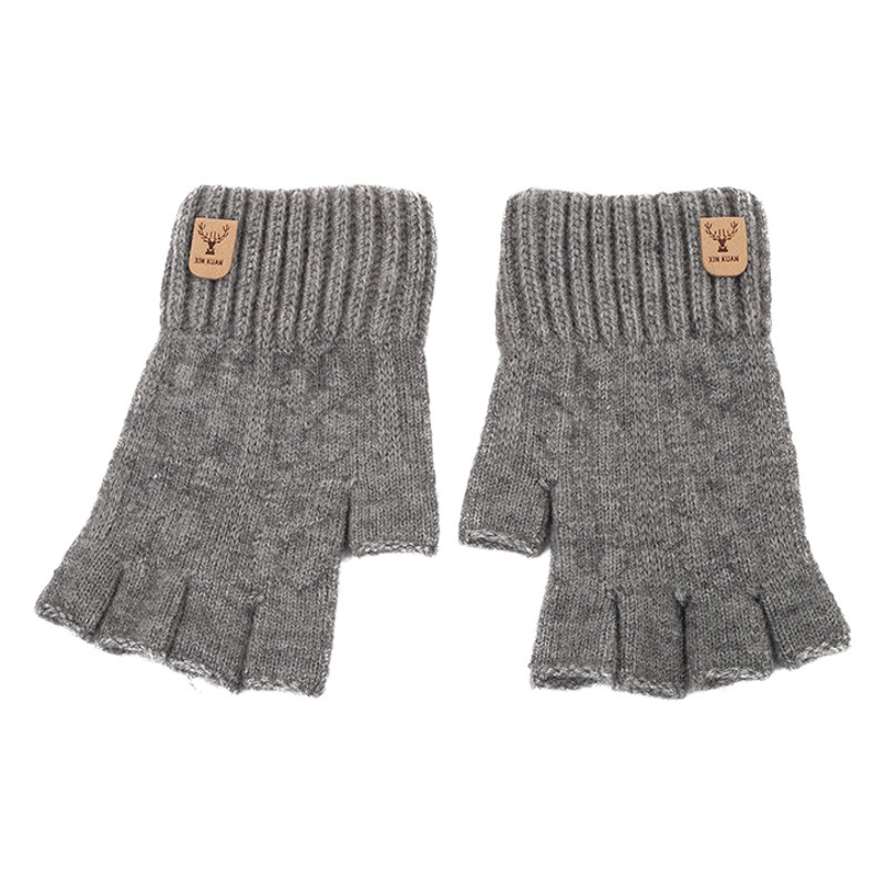 Primavera y otoño Cachemira completo medio dedo guantes al aire libre a prueba de viento caliente transpirable portátil estilo simple guantes