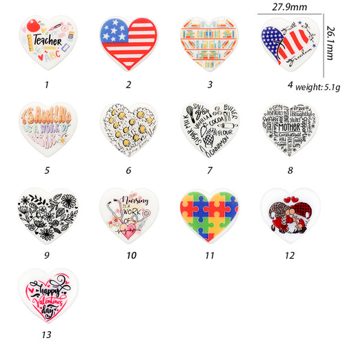 Cross-border best-selling charity printed silicone beads, spacer beads accessories DIY bulk beads wholesale