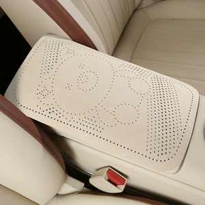 Car armrest box pad, suede round perforated car armrest box protective cover, universal central armrest heightening pad