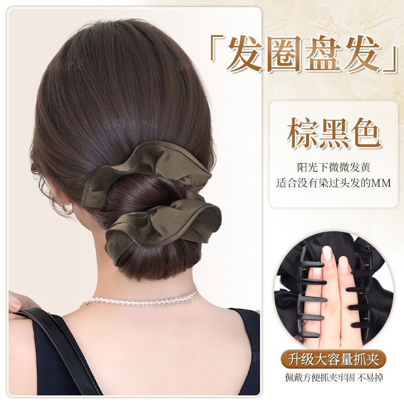 丸子头假发女花苞头抓夹氛围感发圈自然蓬松盘发神器后脑勺假发包|undefined