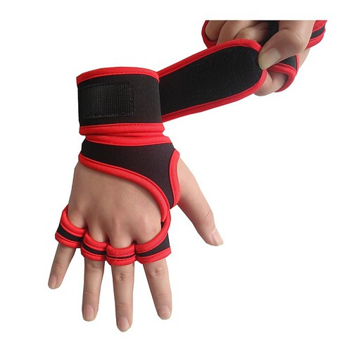 Workout wrist support band, silicone anti-slip and callus protection palm half-finger lifting weight anti-twist gloves