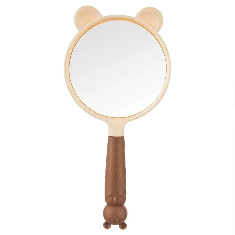 cartoon cat 4‑piece hair care set — brush, mirror, comb, scalp massager, brown