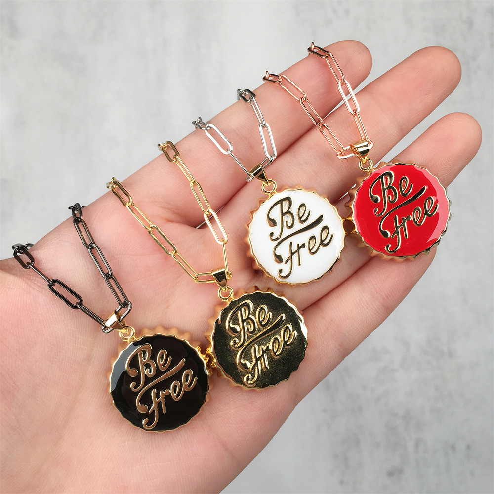 vintage coke bottle cap dripping oil copper necklace wholesale nihaojewelry