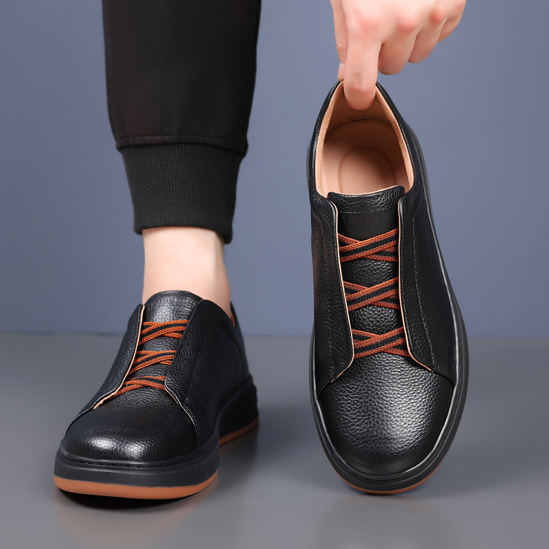 Piel de vaca de primera capa nuevos zapatos casuales para hombres zapatos de cuero para hombres zapatos blancos pequeños zapatos para hombres de todo fósforo zapatos transpirables