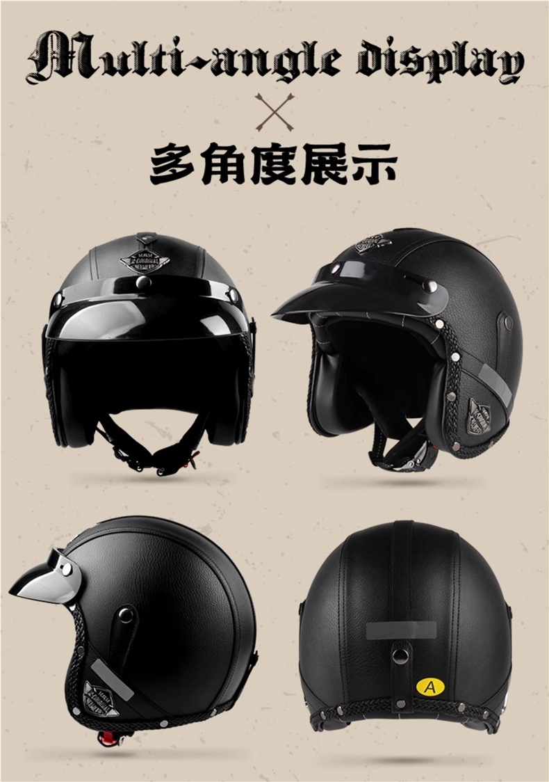 3C Certified Retro Prince Cruise Motorcycle Helmet for Men and Women Electric Vehicle Summer Riding Half Helmet Motorcycle 3/4 Helmet