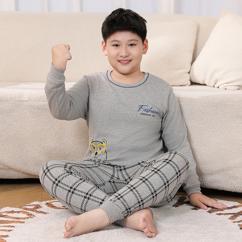 25胖童秋衣秋裤儿童加肥加大家居服中大童睡衣内衣青少年纯棉套装|undefined
