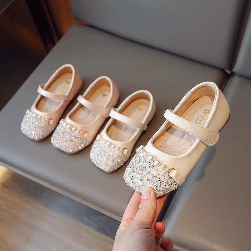Детская обувь маленькая кожаная обувь 2025 весна и осень новая мягкая подошва жемчужная фея фея фея фея фея