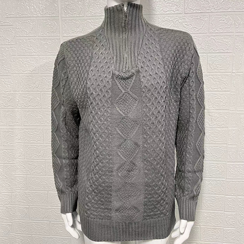 Pull tricoté à col montant et manches longues pour homme, nouvelle collection automne-hiver 2025_voghion.com