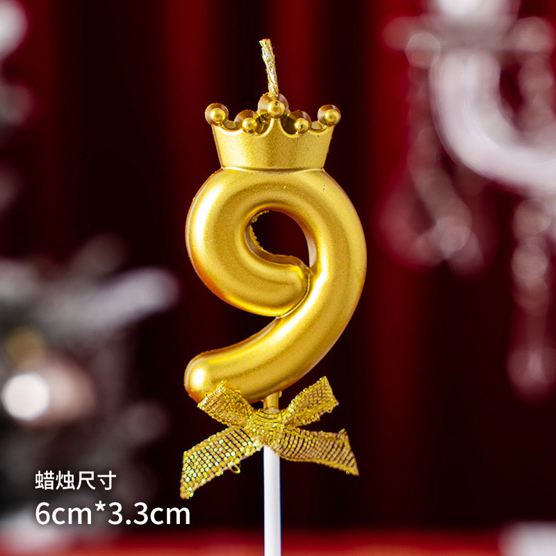 Una variedad de velas digitales transfronterizas, pastel de cumpleaños, oro, color dorado, color caramelo, corona de mariposa, vela digital