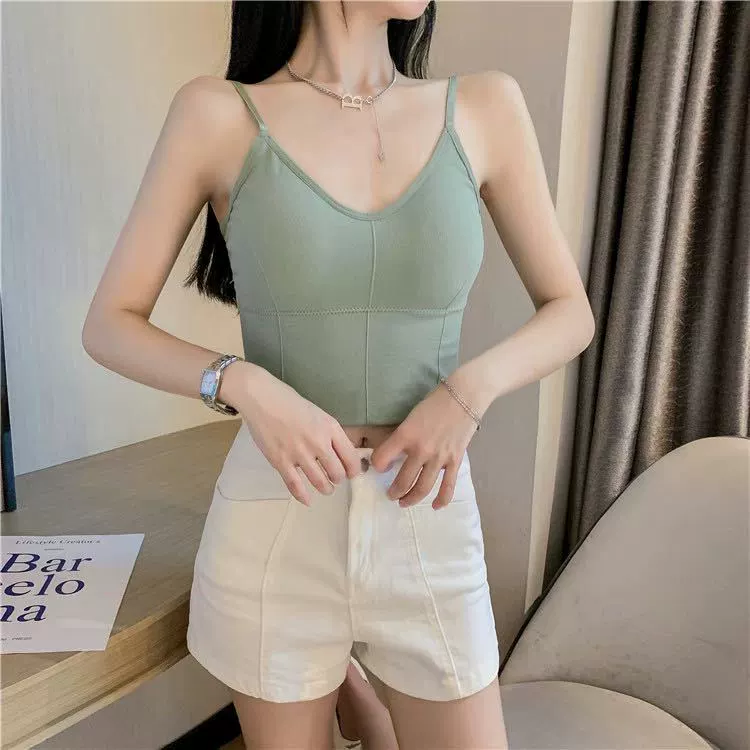Retro Cross-Back Tank Top, Seamless Bra Crop, One Size, Adjustable Straps