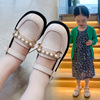 Girls single shoes 2022 Autumn new British style soft bottom big children black small leather shoes non -slip wild princess shoes