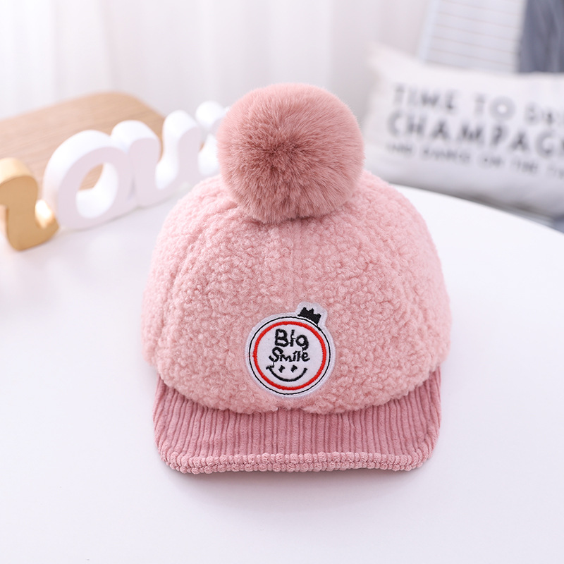 Autumn And Winter New Plush Hats Cute Children Brimmed Letter Caps display picture 4
