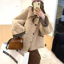 慵懒风羊羔毛外套女秋冬新款宽松加厚皮毛一体休闲减龄上衣A7968