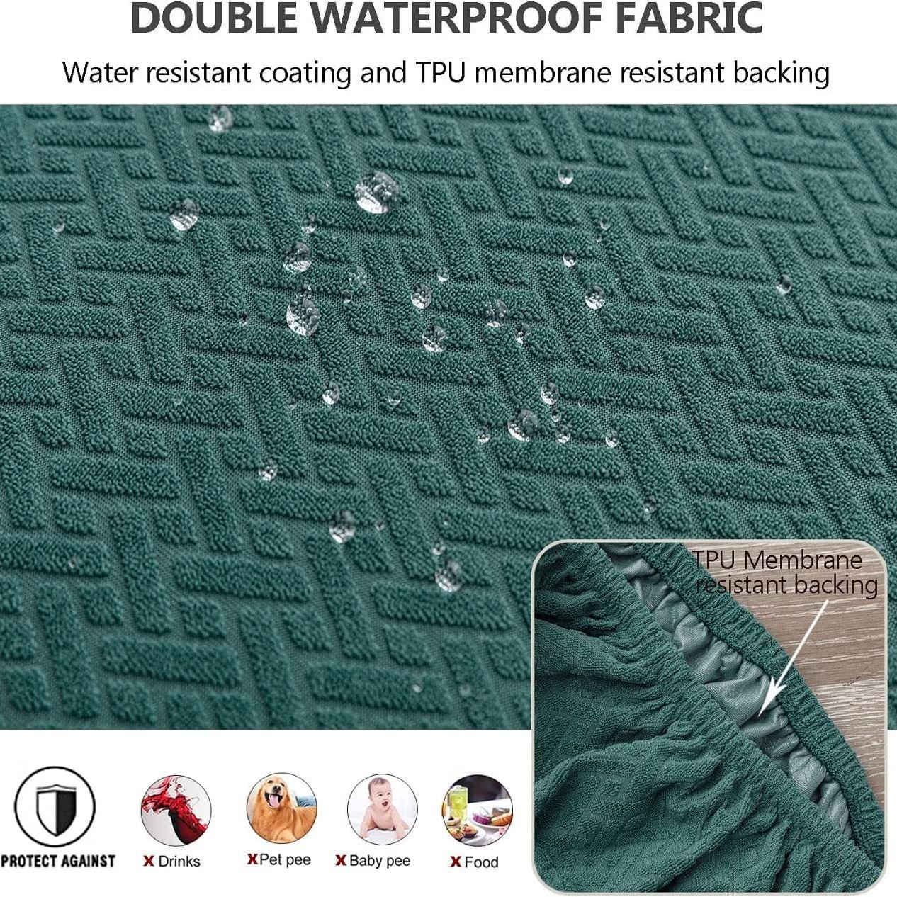 Funda de cojín de silla impermeable jacquard a cuadros largos cuatro estaciones cubierta de silla universal de una pieza cubierta de cojín de silla de hotel