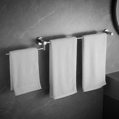 All-copper towel hanging single-rod movable towel rod rotating clothes hanging rod bathroom toilet wall hanging chrome-plated towel rack