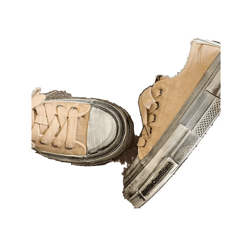 Women's 2025 New Summer White Canvas Shoes with Thick Bottom, Hong Style, Versatile Casual Retro Distressed Shoes