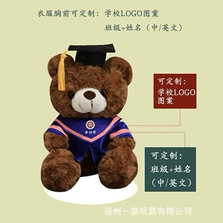 毕业季礼物毕业熊博士熊校徽logo姓名定制学校周年校友纪念礼品