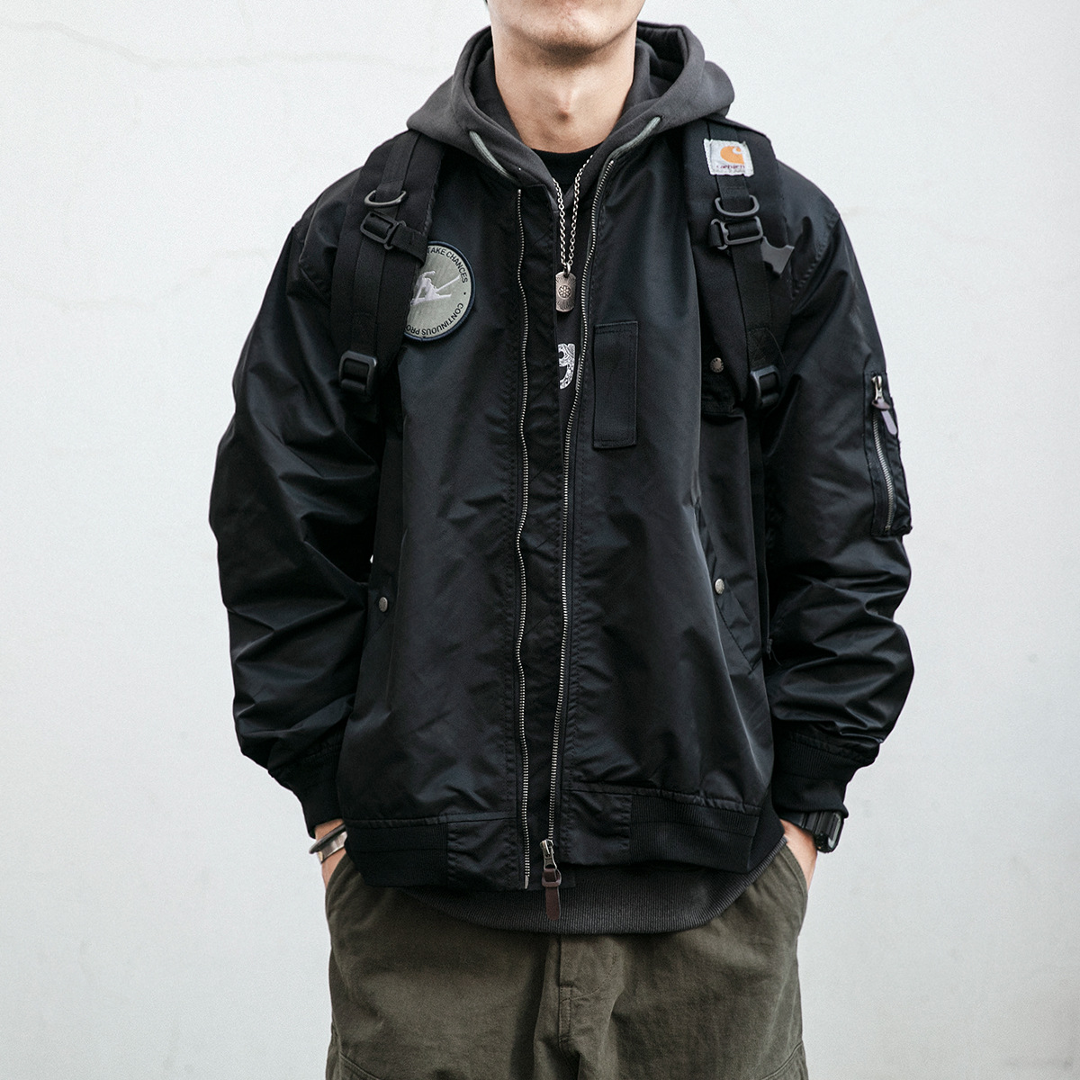 Marca de moda Otoño primavera y otoño americano retro MA-1 chaqueta de vuelo casual etiquetado diseño uniforme de béisbol chaqueta de trabajo de los hombres moda