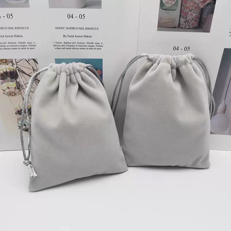 批发定制抽绳束口绒布袋 高档饰品耳机收纳丝绒布袋 加厚防尘包包