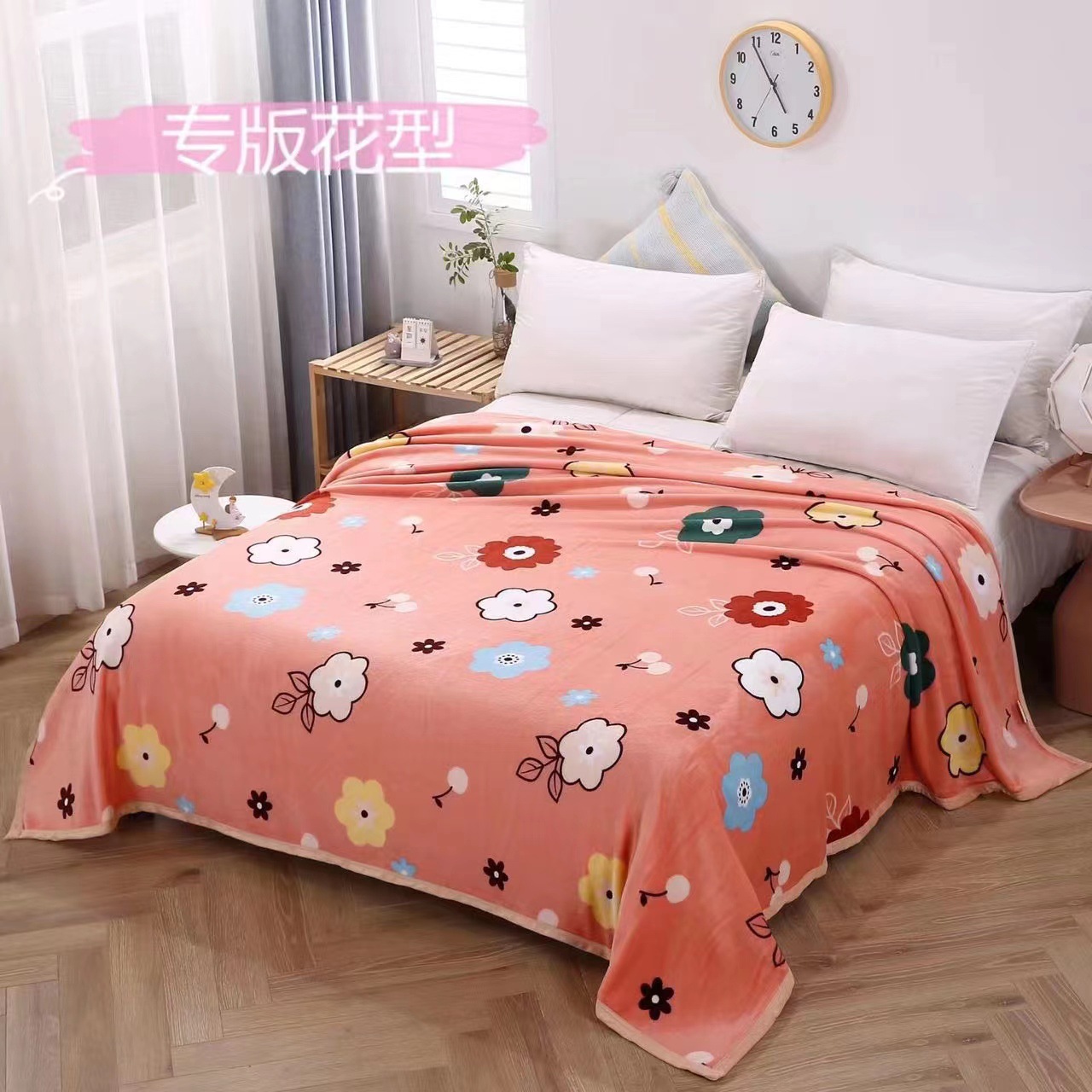 法萊絨珊瑚絨毛毯開業活動會銷禮品毛毯午睡蓋毯批發可印製logo