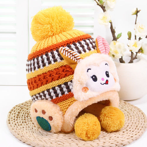Baby hat autumn and winter for men and women 0-1-2-3 years old plus velvet baby winter 6-12 months ear protection children's woolen hat
