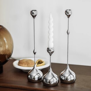 Electroplated Silver Water Drop Candlestick Ornaments Romantic Atmosphere Home Dining Room Living Room Bedroom Soft Decoration Light Luxury Decoration