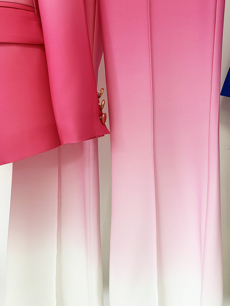 GraceChic Cross-Border In-Stock 2025 New Fashionable Gradient Slim Fit Suit With Flared Trousers Two-Piece Set_voghion.com