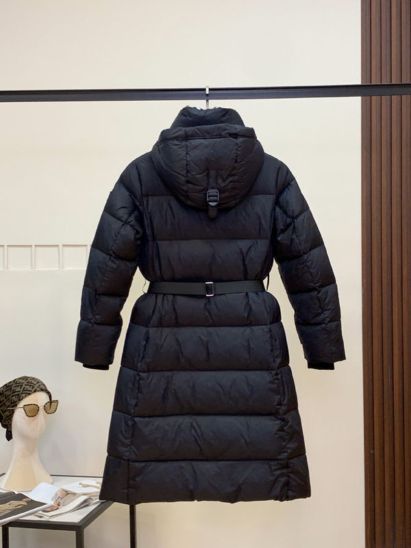 bbr2025经典款连帽收腰长款羽绒服女保暖过膝外套冬季时尚格子|undefined