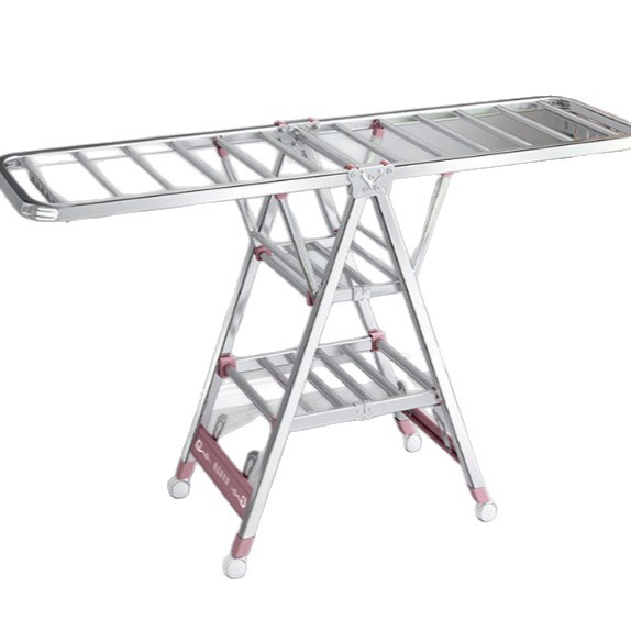 Tendedero de ropa de acero inoxidable, plegable, para interiores, para el hogar, para secar ropa, balcón, ropa de bebé, barra para secar edredones