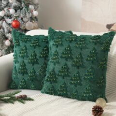 クリスマスライト刺繍入り枕カバーアメリカンレトロリビングルームソファクッションクリスマス雰囲気家の装飾