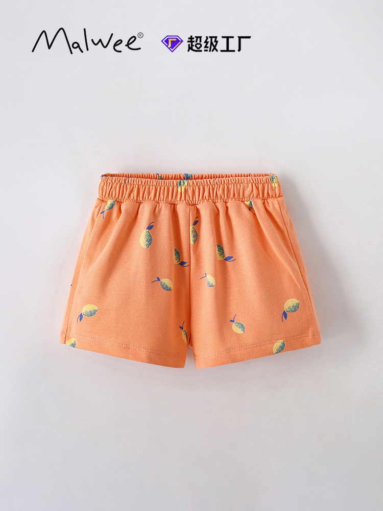 Malwee pantalones cortos de niñas verano nuevo estilo europeo y americano pantalones de cintura elásticos para niños pequeños pantalones calientes de niñas