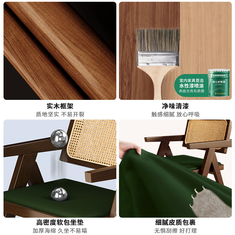 Silla Chandigarh silla de comedor de madera maciza silla de estilo medieval casera silla silla de té silla de mesa de comedor de caña silla