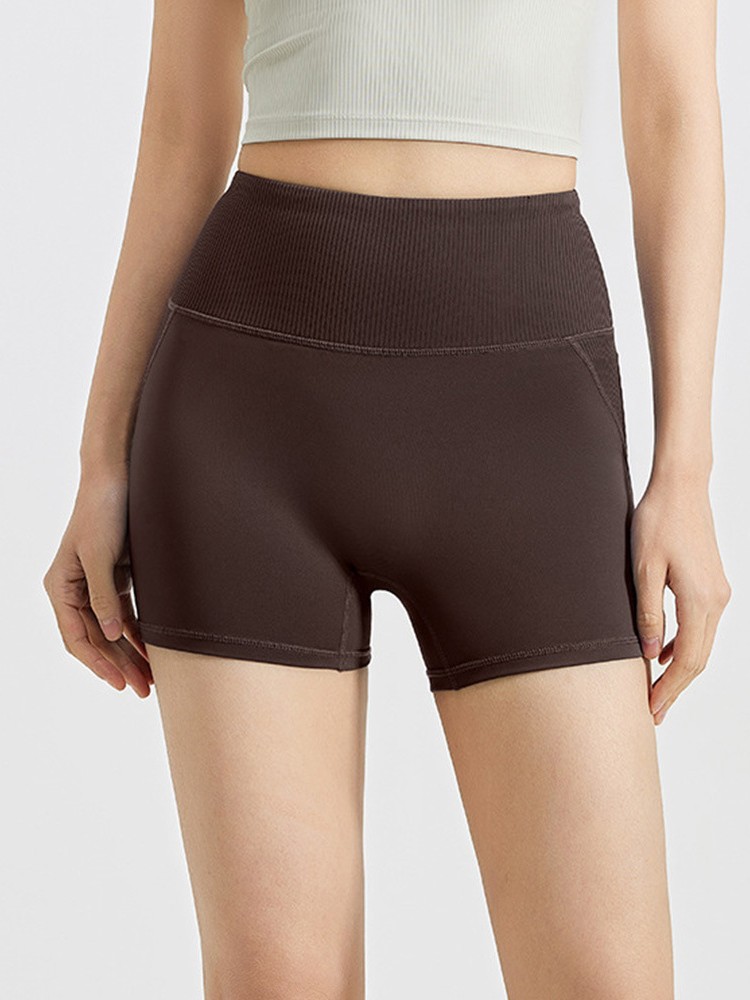 Pantalones cortos de yoga de cintura alta a rayas, panty breathable de mujer, abdomen cerrado sin marcas de elevación de cadera, fitness, running, pantalones de secado rápido, pantalones deportivos
