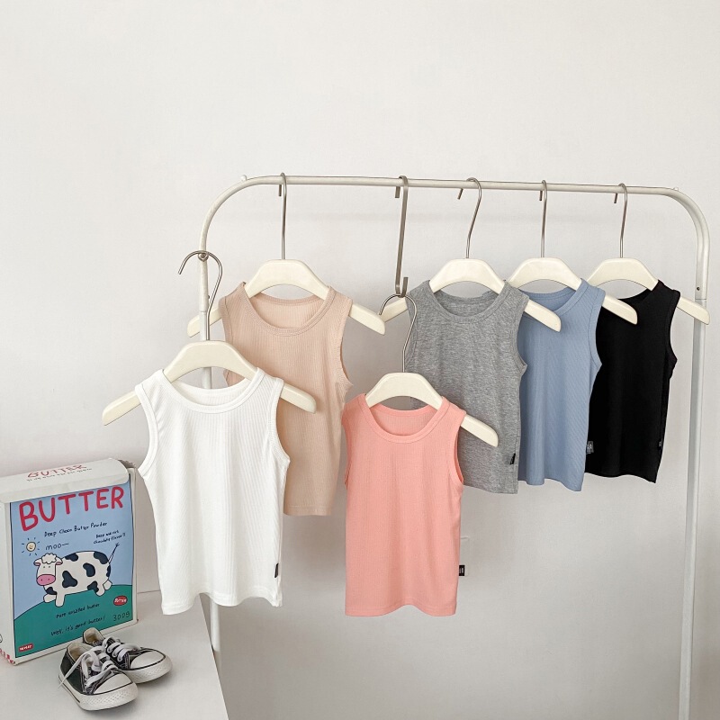 Summer new children's modal vest for boys and girls sleeveless close-fitting solid color baby bottoming I-shaped vest wholesale