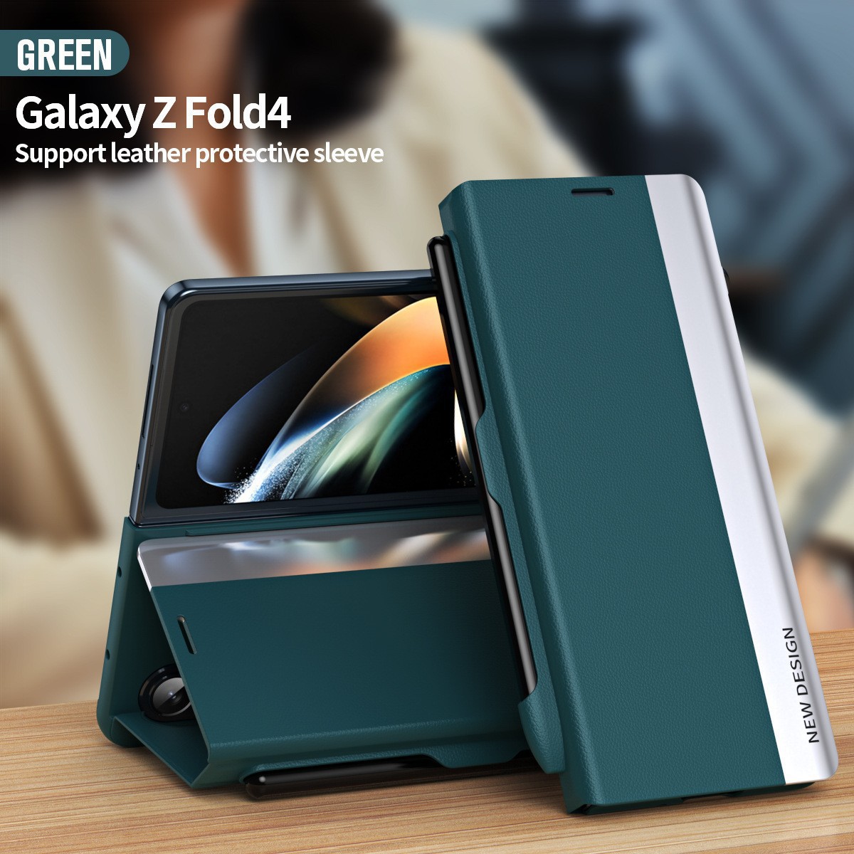 Aplicable a samsung Z Fold5 teléfono móvil shell Fold3/4 magnética flip funda de cuero ranura de la pluma con la pluma SPEN funda resistente a caídas
