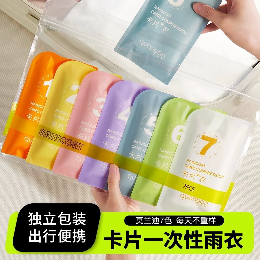 Одноразовые дождевики Портативная толстая карточная упаковка для взрослых детей, студентов, дождевое пончо, живописная местность