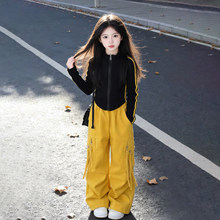 女童长裤套装春装新款儿童短款拉链外套小女孩休闲运动两件套童装